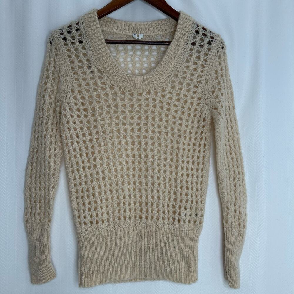 Arket open knit sweater ivory wool blend transitional size XS